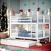 Contemporary Design Full over Full Bunk Bed with Twin Size Trundle and Built-in Ladder, Save Space or Split Into 2 Beds, White