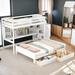 Contemporary Design Twin XL over Full Bunk Bed with Built-in Storage Bookshelves, Desk, 2 Large Drawers and Staircase, White