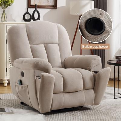 Oversized Power Lift Massage Heat Sofa Recliner w/Buttons Control, Beige