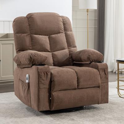 Manual Heat Massage Rocker Sofa Recliner w/USB Port & Cup Holders