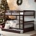 Contemporary Design Full-Over-Full Bunk Bed with Ladders and Two Storage Drawers, Maximized space, Solid Construction, Espresso