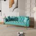 Nailhead Trim Backrest Loveseat Recliners Velvet Fabric Sleeper Sofa with Throw Pillow and Midfoot for Living Room, Baby Blue