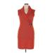 Calvin Klein Casual Dress - Sweater Dress V Neck Sleeveless: Orange Print Dresses - Women's Size X-Large