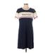 Nautica Casual Dress - Shift Scoop Neck Short sleeves: Blue Graphic Dresses - Women's Size Large