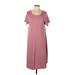 Lularoe Casual Dress - Midi Scoop Neck Short sleeves: Burgundy Color Block Dresses - Women's Size Large