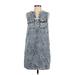 Who What Wear Casual Dress: Blue Acid Wash Print Dresses - Women's Size X-Small