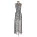 H&M Casual Dress - Midi Crew Neck Sleeveless: Gray Dresses - Women's Size 4