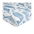 Whale Themed Fitted Crib Sheet, Blue & White, Soft & Durable by Crane Baby, Cotton | 52 H x 28 W in | Wayfair BC-130CFS-1