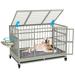 MOLYHOM 48 Inch Heavy Duty Dog Crate w/ Wheels, Folding Metal Extra Large Dog Crate XL XXL Dog Cage Metal in Gray | 32 H x 47 W x 28 D in | Wayfair