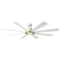 Modern Forms Aura 72" Lucid 8 - Blade Outdoor LED Smart Standard Ceiling Fan w/ Remote Control & Light Kit Included in White/Yellow | Wayfair