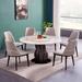 RARLON Natural Marble Dining Table 10 Chairs Combined Home Solid Wood Round Table Wood in Black/Brown/White | 29.92 H x 59.06 W x 59.06 D in | Wayfair