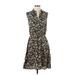 Tory Burch Casual Dress - Shirtdress Collared Sleeveless: Black Floral Dresses - Women's Size 4