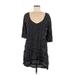 Faithfull The Brand x Anthropologie Casual Dress - DropWaist V Neck 3/4 sleeves: Black Polka Dots Dresses - Women's Size 8