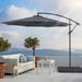 Arlmont & Co. 10Ft. Offset Patio Umbrella Hanging Umbrella, Outdoor Patio Garden Market Umbrellas W/Steel Ribs For Deck | Wayfair