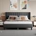 Latitude Run® Queen Size Bed w/ LED Frame, Twin XL Size Trundle & 2 drawers Upholstered/Linen in Gray/Black | 38.6 H x 81.1 W x 81.1 D in | Wayfair