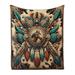 Bungalow Rose Alfirk Wild West Horse Feathers Fleece Throw, Polyester | 70" W x 90 " L | Wayfair 50AFC56E109D406CB2A64D1A32823AB6