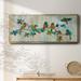 Winston Porter Birds On Branch Framed On Canvas Print Canvas, Solid Wood in Green/Orange | 12 H x 30 W x 1.5 D in | Wayfair