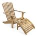 Highland Dunes Abilynn Solid Wood Adirondack Chair w/ Ottoman Wood in Brown | 37 H x 31 W x 34.5 D in | Wayfair 05CE57750B3E420FA6B862FF038383DB