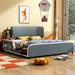 Red Barrel Studio® Idora Vegan Leather Platform Bed Upholstered/Faux leather in Gray | 35.4 H x 72.4 W x 80.7 D in | Wayfair