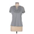 Due Per Due Short Sleeve Blouse: Gray Tops - Women's Size Medium