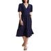 Puff Sleeve Cotton & Silk Midi Wrap Dress