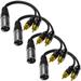 Seismic Audio 4 Pack of 6 Inch Splitter Patch Y Cables - 1 XLR Male to 2 RCA Male - NEW Black - SA-Y6-4