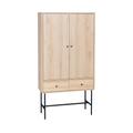 Armoire dressing effet bois rainuré 2 portes, 2 tiroirs