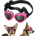 Lewondr Small Dog Sunglasses UV Protection Goggles Eye Wear Protection with Adjustable Strap Doggy Heart Shape Anti-Fog Sunglasses for Pet Dogs Sun Glasses Doggie Windproof Glasses Pink