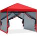 ABCCANOPY 10 ft x 10 ft Easy Pop up Outdoor Canopy Tent With Netting Red