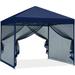 ABCCANOPY 8 ft x 8 ft Easy Pop up Outdoor Canopy Tent With Netting Navy Blue