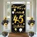 45th Birthday Decoration Background CM31 Door Decoration Banner Fabric Sign 45th Birthday Party Welcome Sign Poster Men Birthday Decoration Door Banner Gold Black 35.4 x70