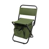 Feltree Outdoor Folding Chair With Cooler Bag Compact Fishing Stool Fishing Chair With Double Oxford Cloth Cooler Bag For Fishing/Beach/Camping/Family/Outing Army Green Iron pipe Oxford cloth