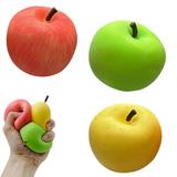 Seekfunning 4 Pieces Apple Stress Ball Fruit Stress Ball with Pinch Toys Party Favors for Adults Teens Finger Exercise Anxiety Relief Party Supplies - Random Color