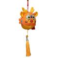 IOAOAI Stuffed Doll Toy Cute Zodiac Dragon Plush Pendant with Tassel Folk Art Embroidery Pattern Stuffed Animal Mascot Doll