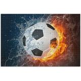 Coolnut Soccer Ball in Fire and Water 500 Piece Jigsaw Puzzle Wall Artwork Puzzle Games for Adults Teens 20.5 L X 14.9 W