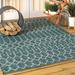 JONATHAN Y Trebol Moroccan Geometric Textured Weave Indoor/Outdoor Area Rug Teal/Gray 4 X 6 Geometric 4 x 6 Outdoor Indoor Living Room Bedroom