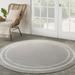 Nourison Sandy Indoor / Outdoor Solid Area Rug Grey/Ivory 8 xRound 8 Round Grey Round