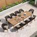 LEAF Patio Dining Set of 9 All-Weather Metal Table Chair Set Patio Rattan Furniture Set for Backyard Garden Outdoor Dining Set