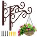 KABB Hanging Plant Bracket EC36 2 Pcs 10 Iron Decorative Wall Hanger Hooks for Hanging Plants Flower Baskets Bird Feeders Wind Chimes Indoor Outdoor Rustic Home Decor Coffee Color