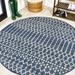 JONATHAN Y Trebol Moroccan Geometric Textured Weave Indoor/Outdoor Area Rug Navy/Beige 5 Round Tribal 5 Round Outdoor Indoor Living Room Patio