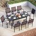 & William 9 Pieces Patio Dining Set for 8 Outdoor Dining Furniture with 1 X-large E-coating Square Metal Table and 8 Rattan Chairs with Cushions Outdoor Table & Chairs for Deck