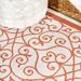 JONATHAN Y JONATHAN Y Ourika Vintage Filigree Textured Weave Indoor/Outdoor Area Rug 5 Round - Cream/Orange