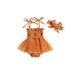 TheFound Newborn Baby Girls Halloween Outfit Pumpkin Romper Dress Ruffle Bubble Jumpsuit Skirt+Headband Clothes