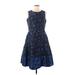 Anne Klein Casual Dress - Party High Neck Sleeveless: Blue Dresses - Women's Size 8