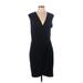 Ann Taylor Casual Dress - Wrap V Neck Sleeveless: Black Solid Dresses - Women's Size Large