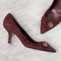 Coach Shoes | Coach Maroon Burgundy Wine Suede Point Toe Logo Zelda Kitten Heels Pumps Y2k | Color: Purple/Red | Size: 5.5