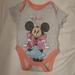 Disney One Pieces | Disney Baby Minnie Mouse Short Sleeve Onesie Size 0-3 Months | Color: Gray/Pink | Size: 0-3mb