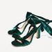 Zara Shoes | Green Velvet Zara Strappy Heels | Color: Green | Size: 7