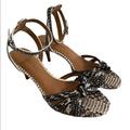 Coach Shoes | Coach Black And White "Meg" Land Snake/Mat Calf Heeled Sandals 8.5m | Color: Black/White | Size: 8.5