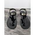 Michael Kors Shoes | Michael Kors Plate Jelly Flat Ankle Buckle Up Thong Sandals Pvc Black | Color: Black | Size: 6